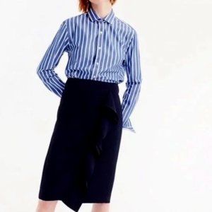 J.Crew Ruffle Pencil Skirt Black in size 6